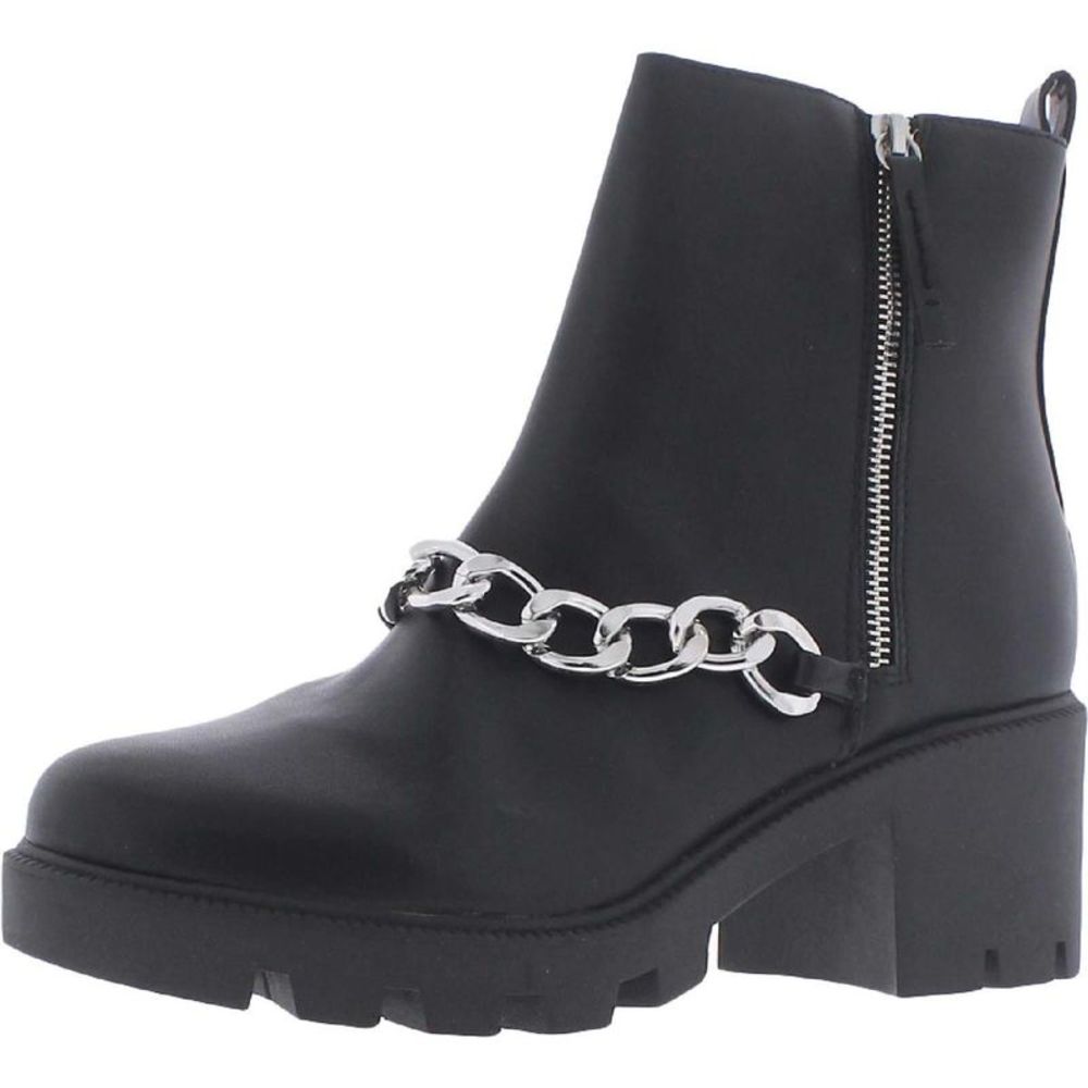 Dolce Vita Womens Nahdia Black Faux Leather Chain Ankle Boots Shoes NWOT